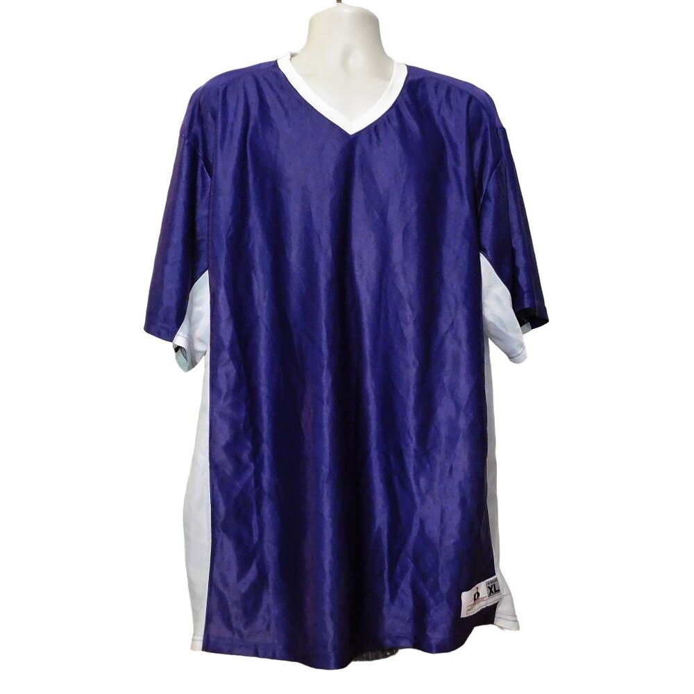 Badger Sportswear Jersey Mens XL Purple White V-Neck Athletic Polyester